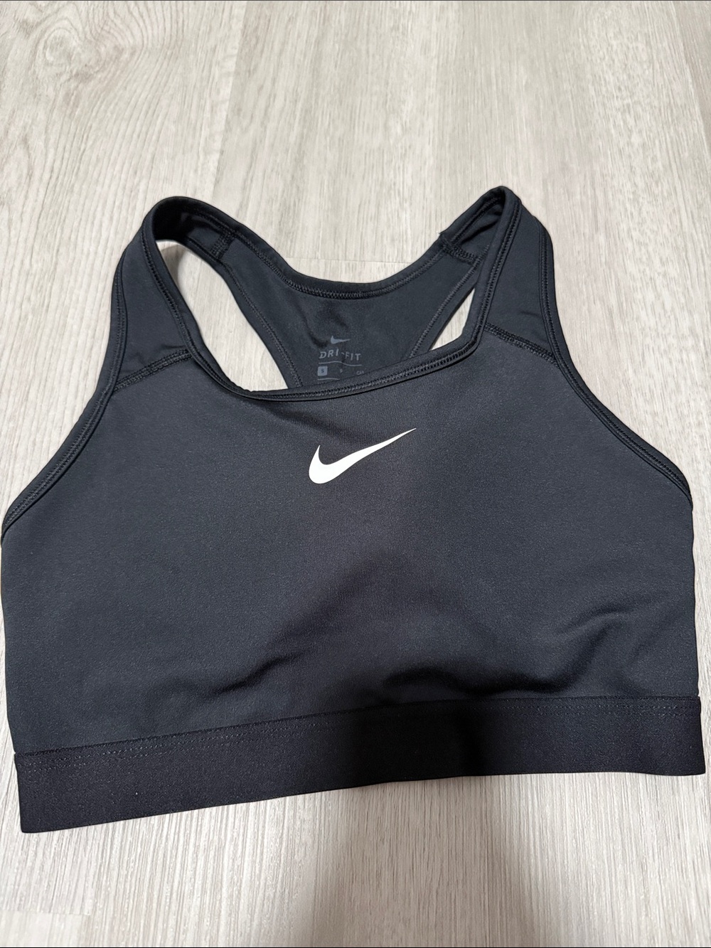 Nike Black Sports Bra with White Swoosh - Women's Racerback